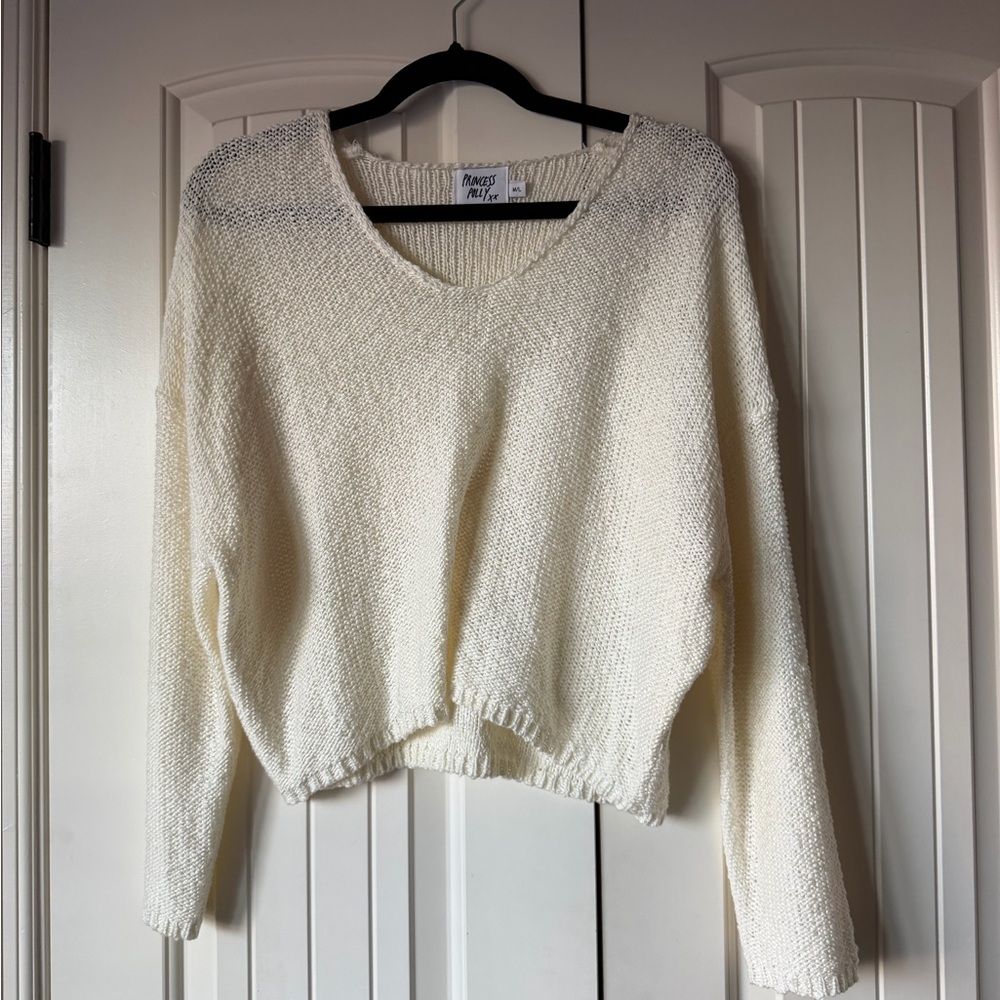 Princess Polly Cream V-Neck Sweater